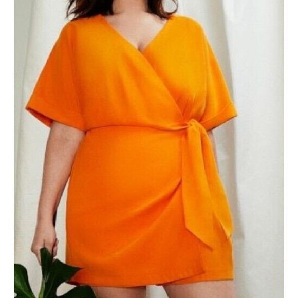 Eloquii Pants - Eloquii Orange Wrap Jumpsuit